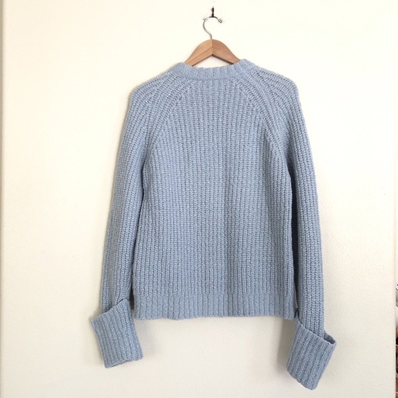 FRAME Cuffed Alpaca Wool Raglan Sweater in Powder Blue - Picture 11 of 12
